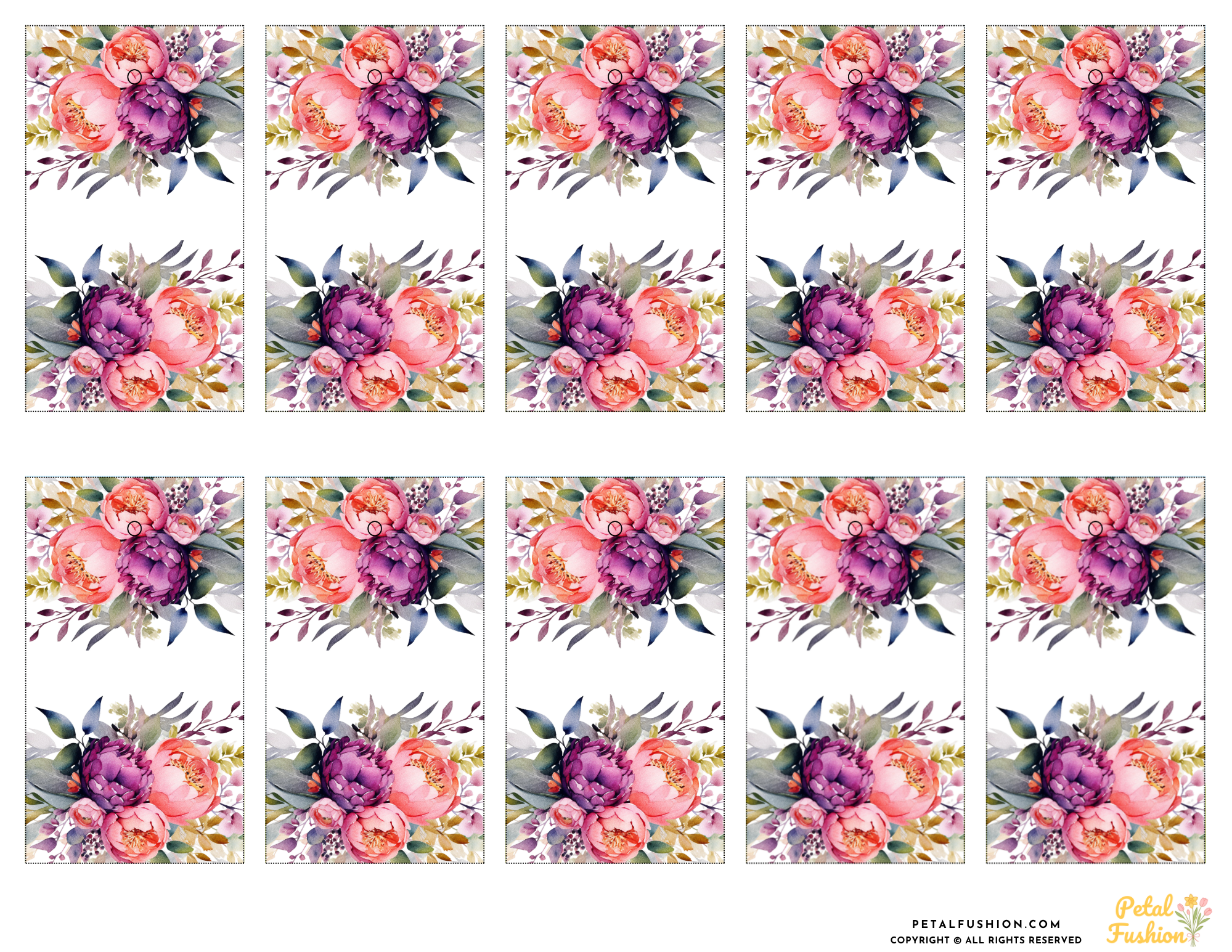 10 Printable Wedding Bouquet Gift Tags 01 (Digital Download)