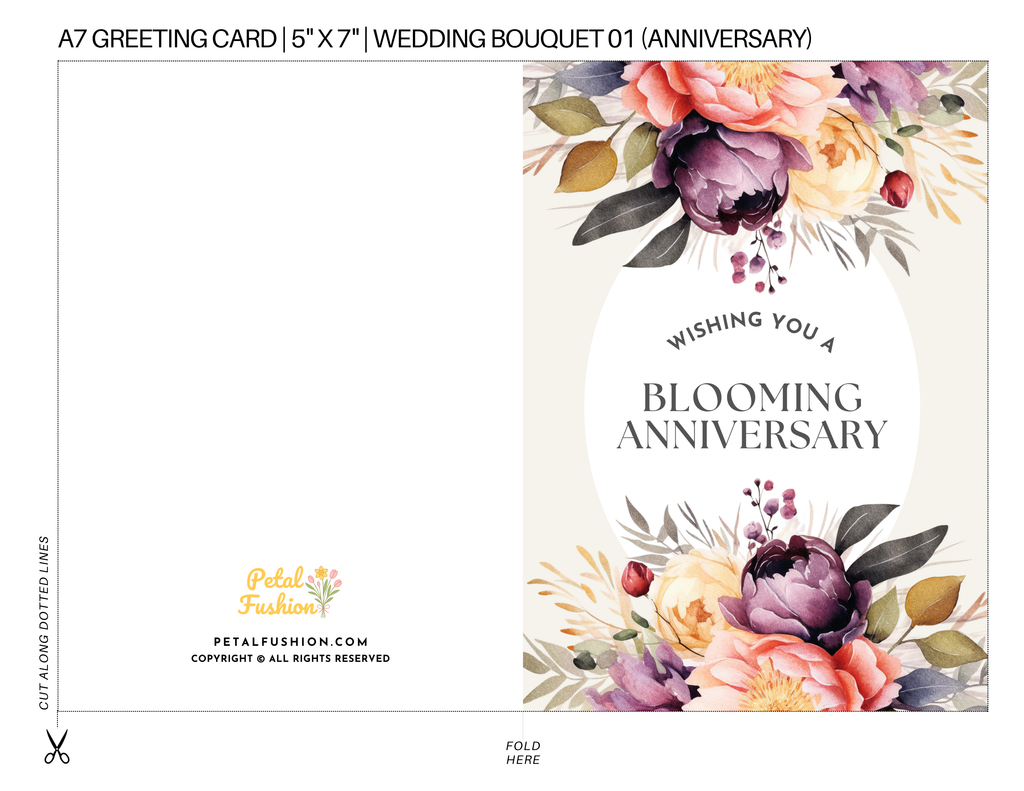 Wedding Bouquet Foldable Greeting Card - A7 (Digital Download) 01