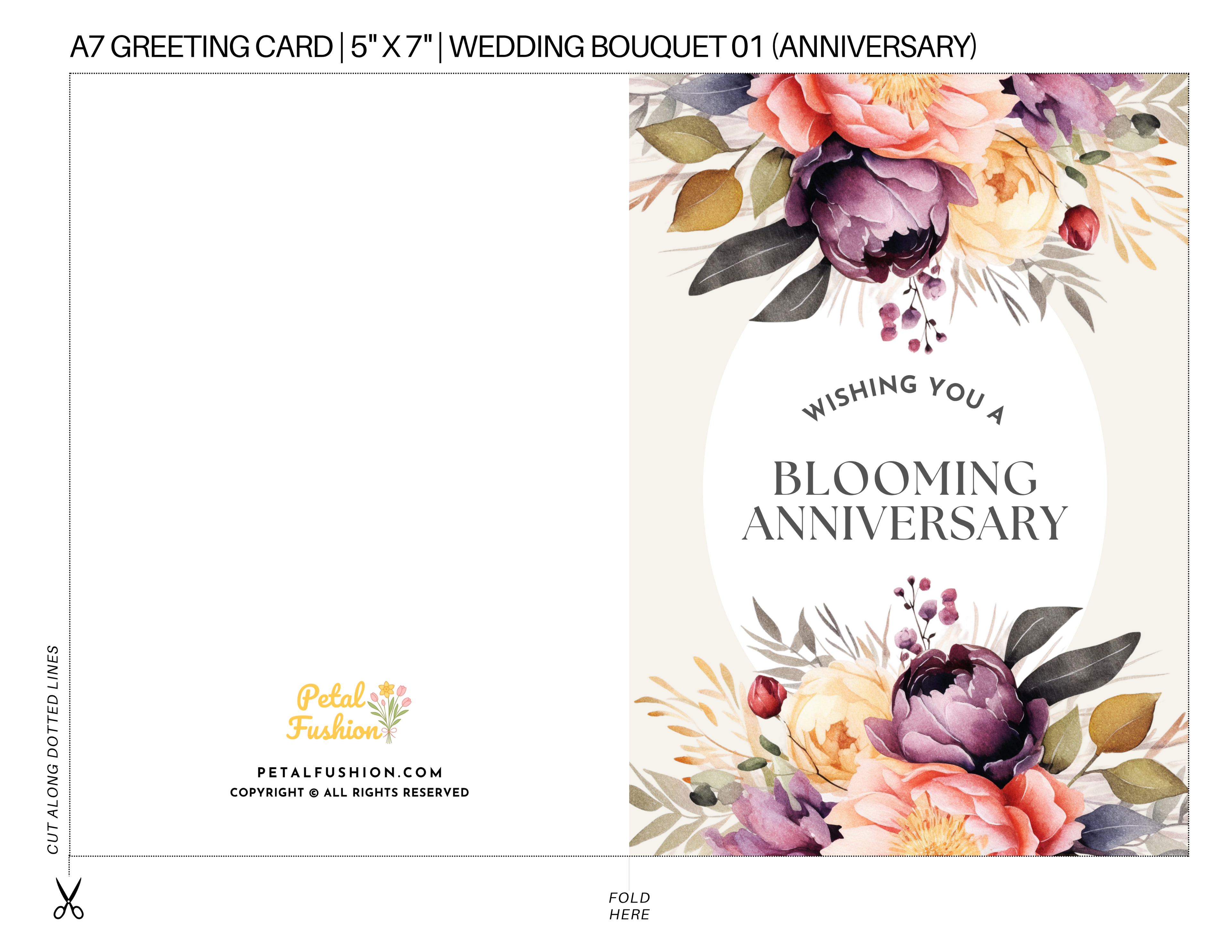 Wedding Bouquet Foldable Greeting Card - A7 (Digital Download) 01