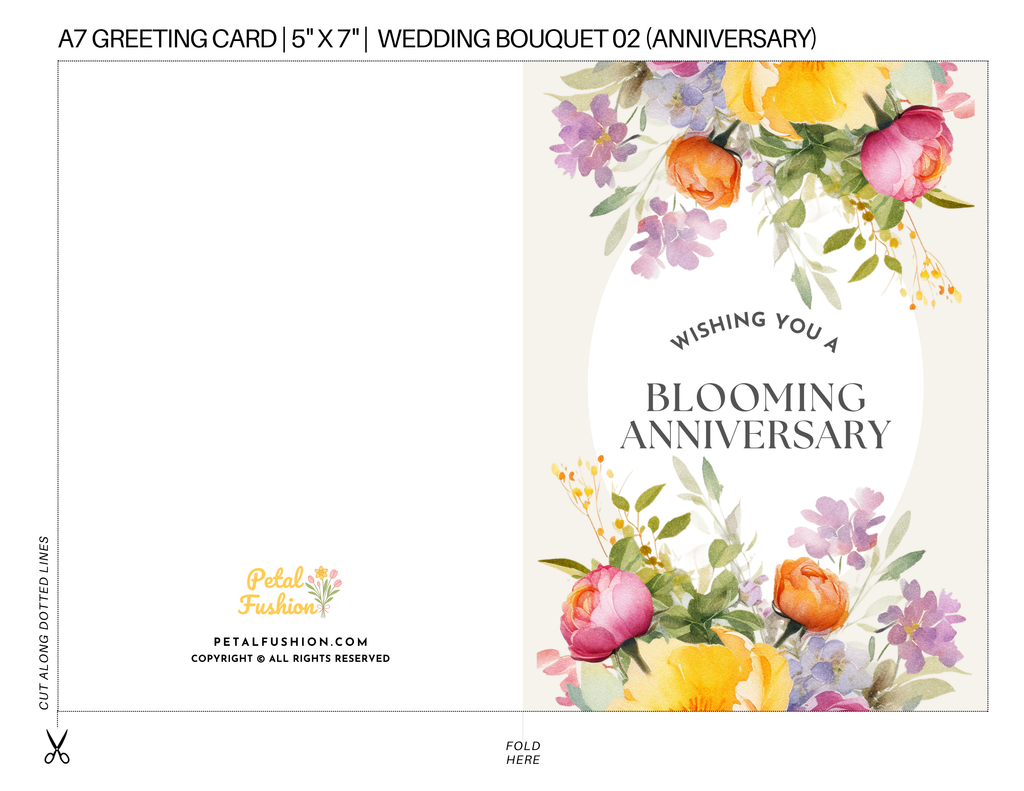 Wedding Bouquet Foldable Greeting Card - A7 (Digital Download) 02