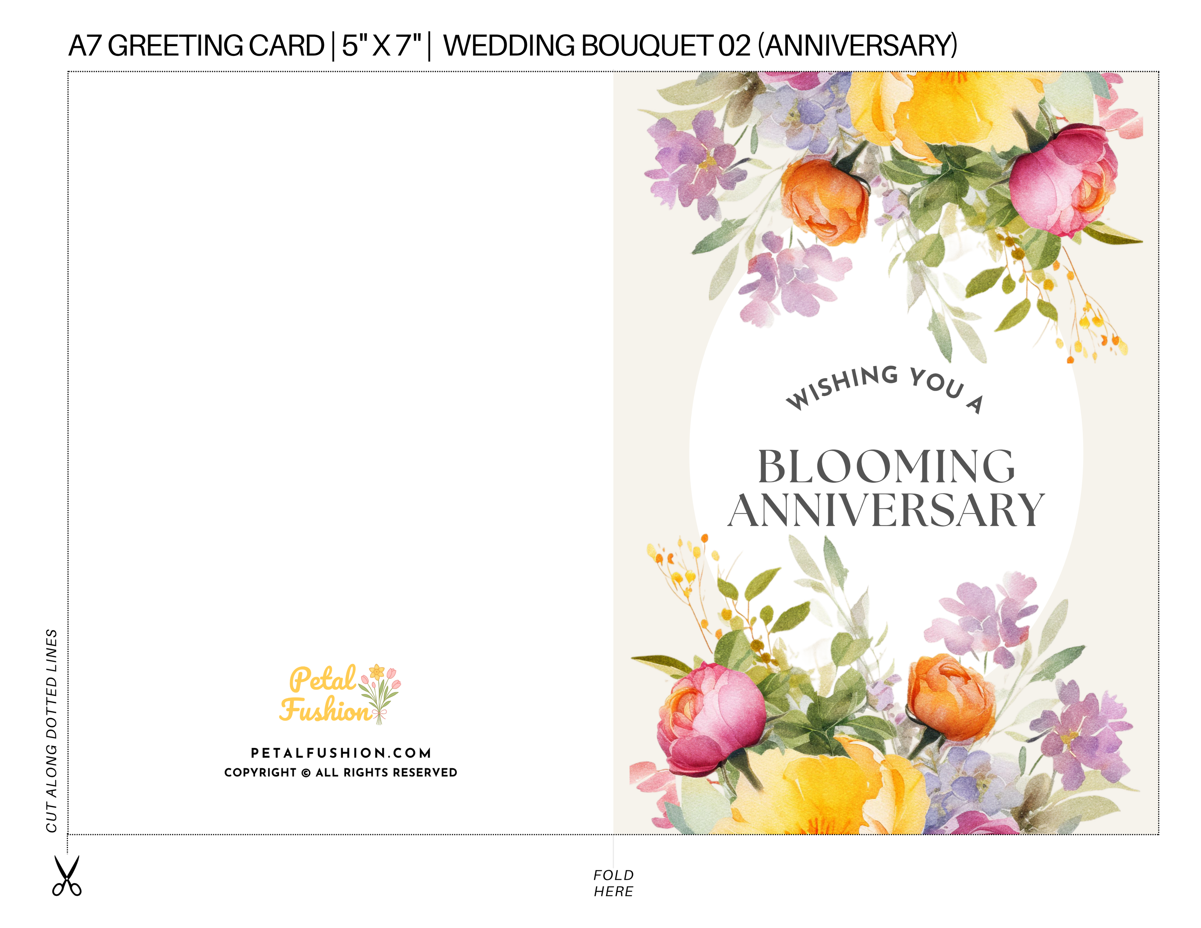 Wedding Bouquet Foldable Greeting Card - A7 (Digital Download) 02
