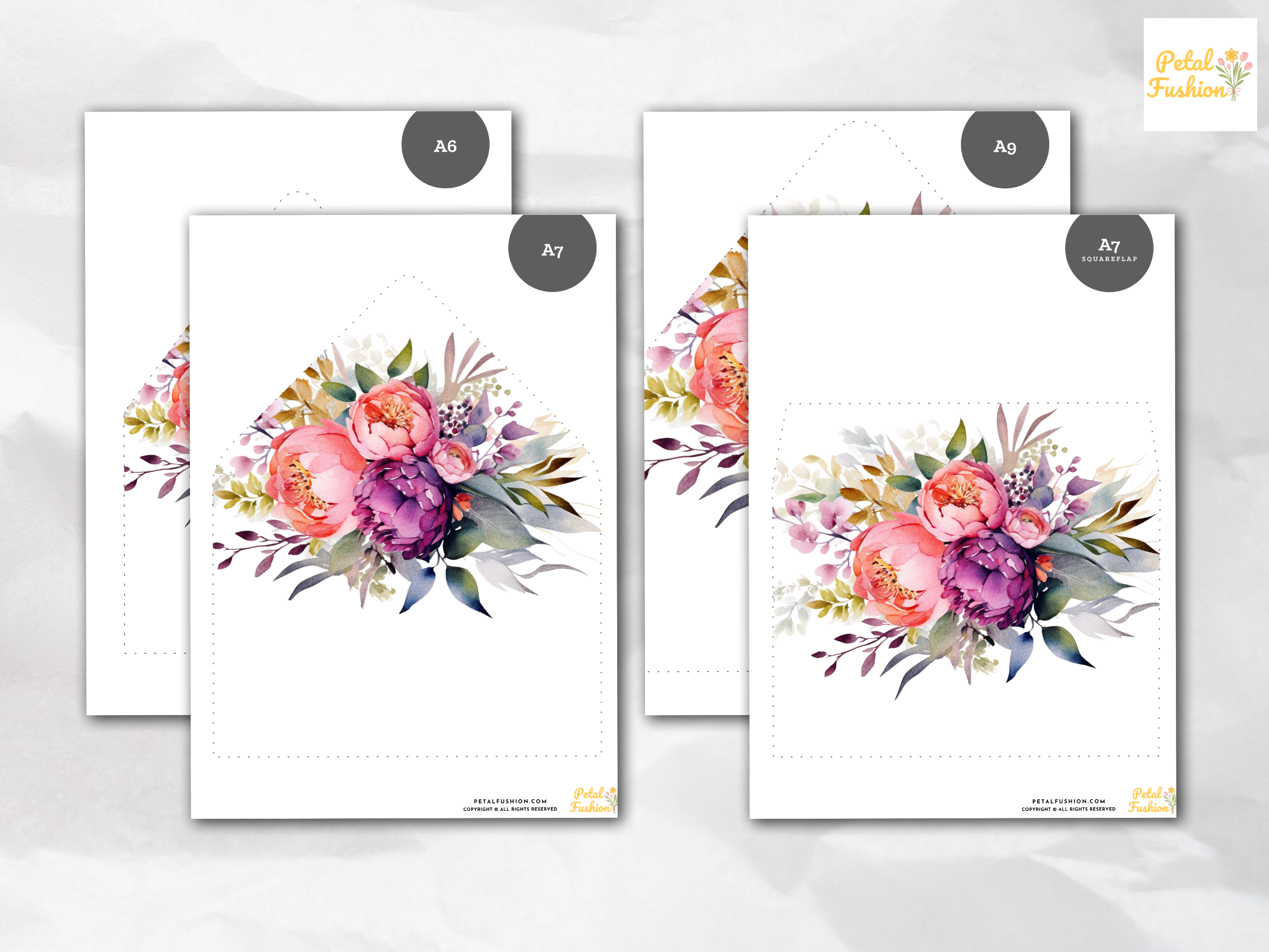 Printable Wedding Bouquet Envelope Liners 12 Sizes (Digital Download)