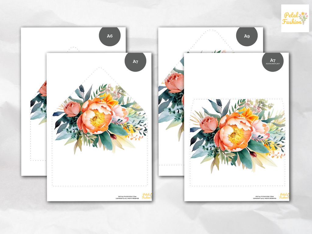 Printable Wedding Bouquet Envelope Liners 12 Sizes (Digital Download)