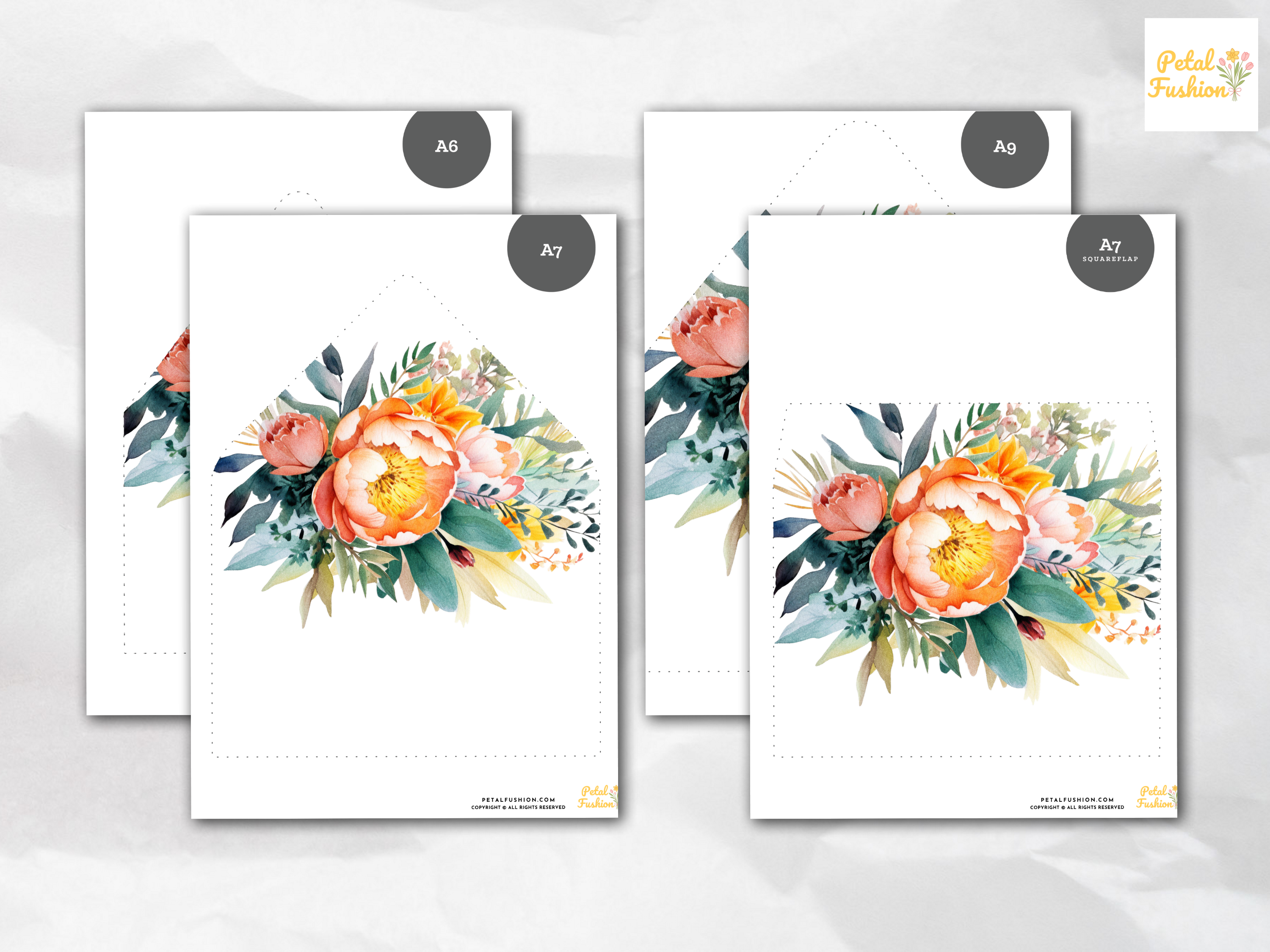 Printable Wedding Bouquet Envelope Liners 12 Sizes (Digital Download)
