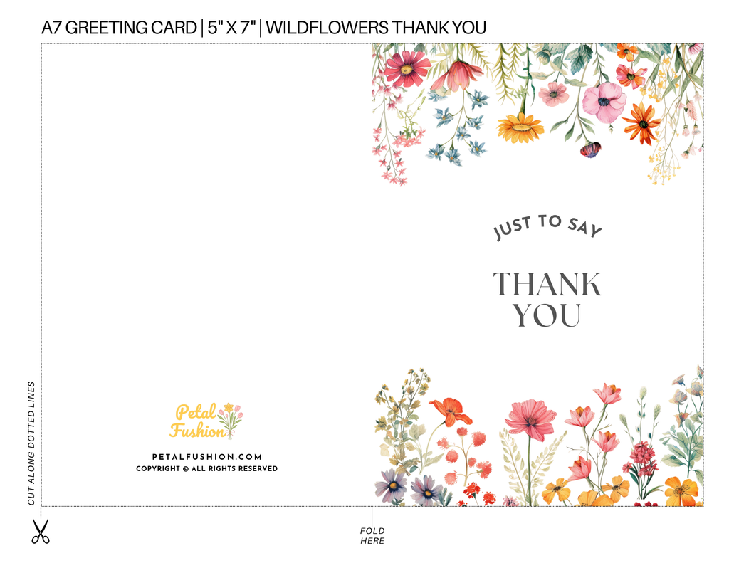 Wildflowers Foldable Thank You Card - A7 (Digital Download)