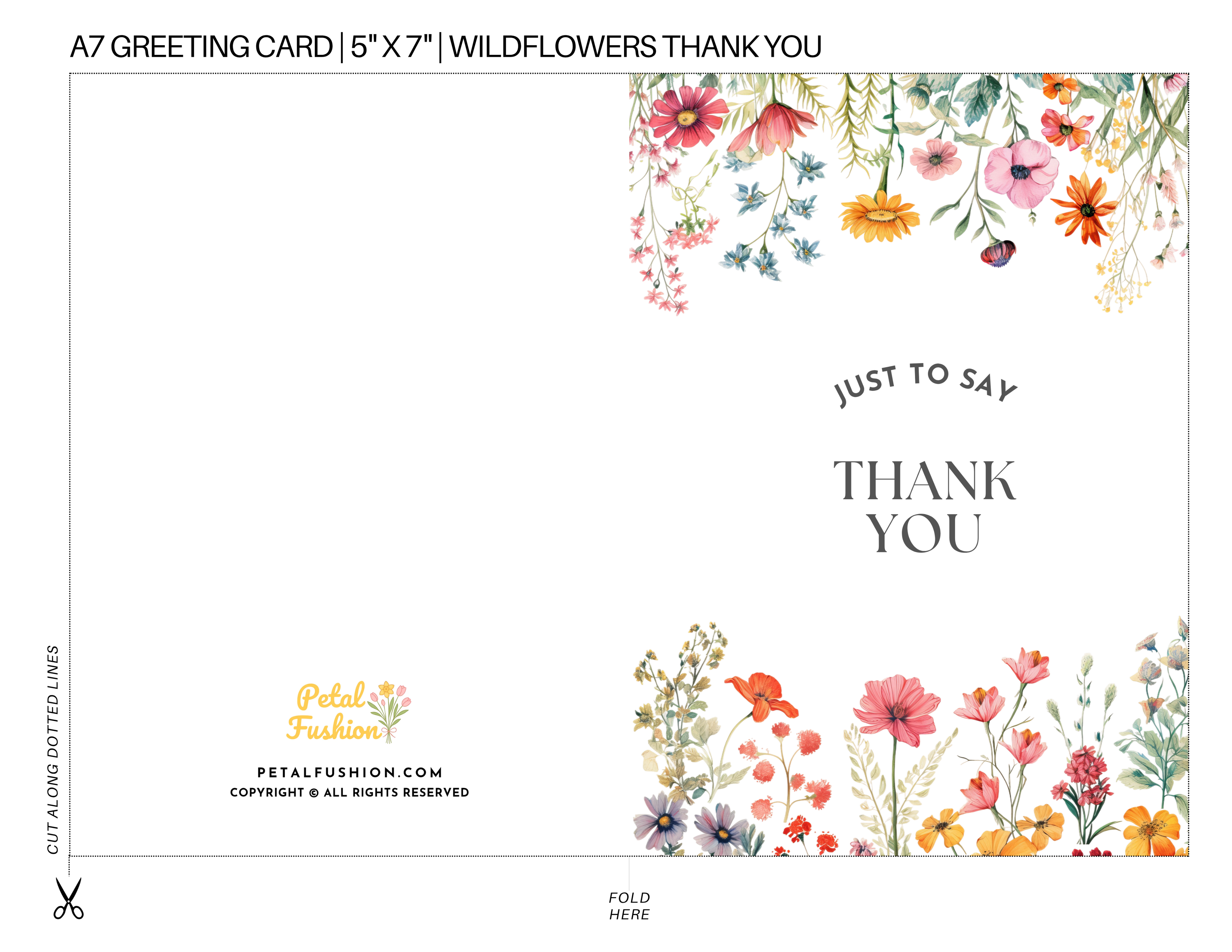 Wildflowers Foldable Thank You Card - A7 (Digital Download)