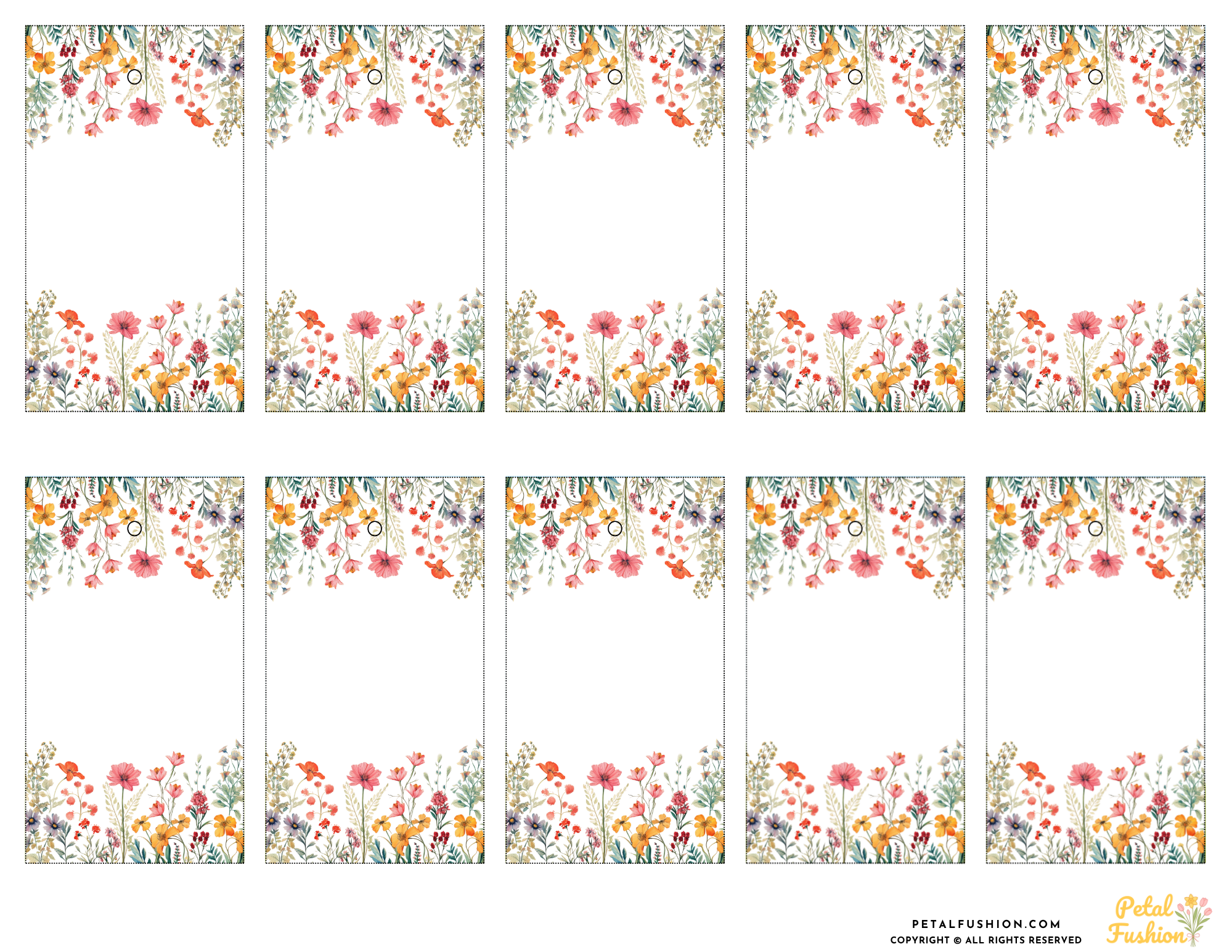 10 Printable Wildflowers Gift Tags (Digital Download)