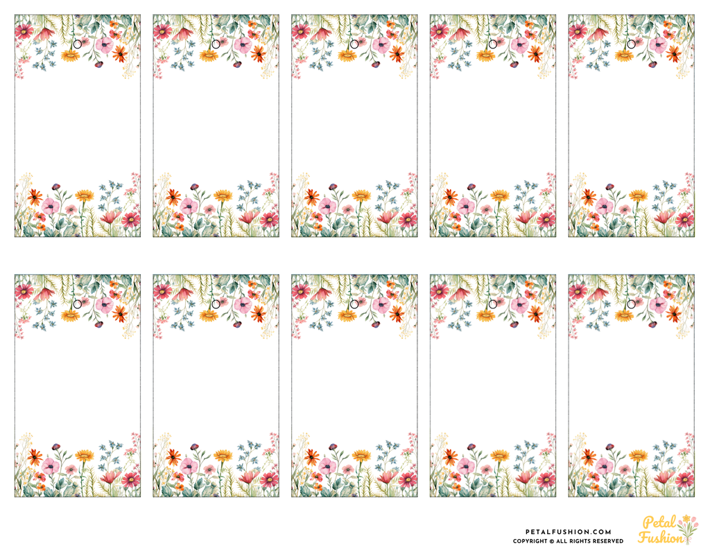 10 Printable Wildflowers Gift Tags (Digital Download)