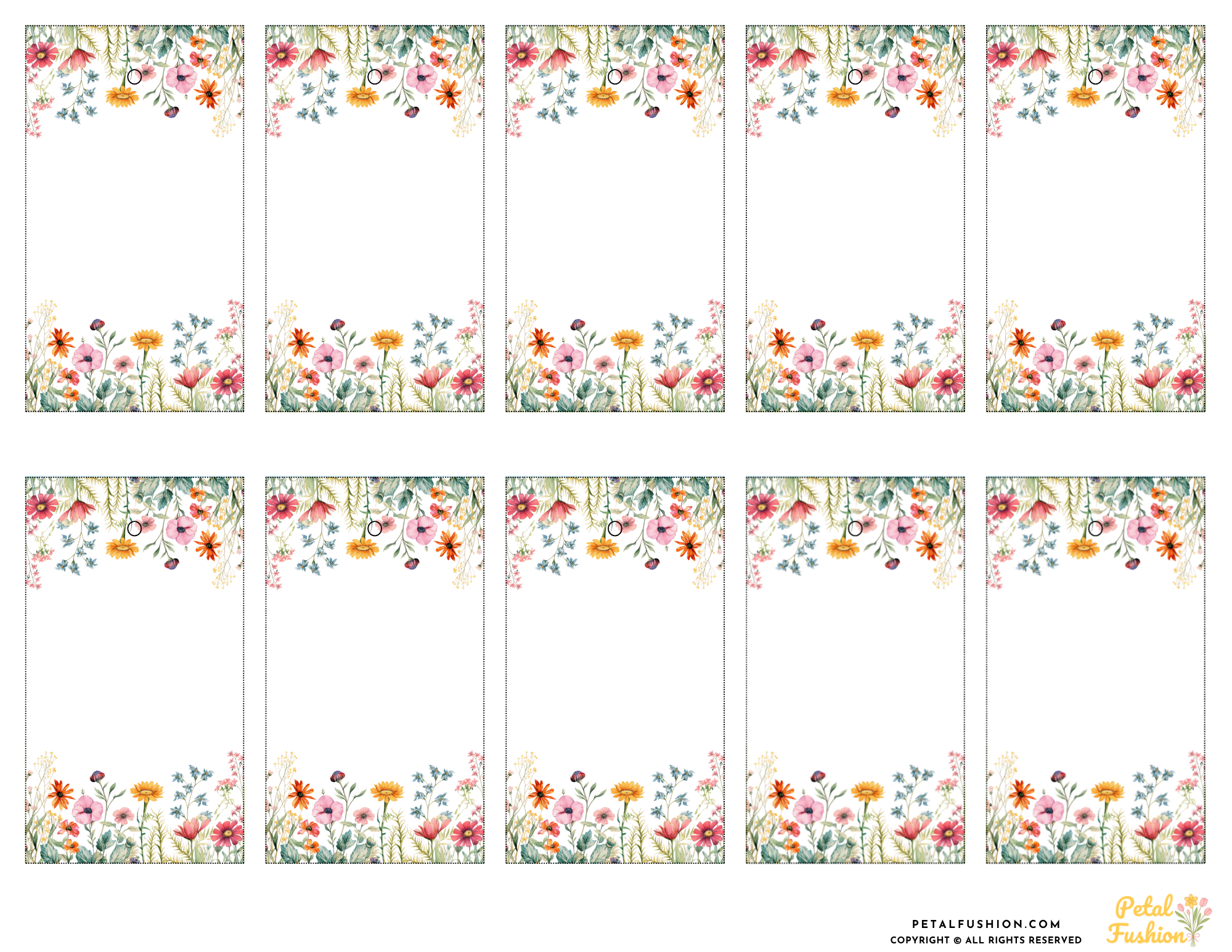 10 Printable Wildflowers Gift Tags (Digital Download)
