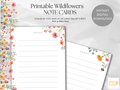 Printable Wildflowers Lined Note Cards (Digital Download)