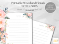 Pink Woodland Florals Lined Note Cards (Digital Download)