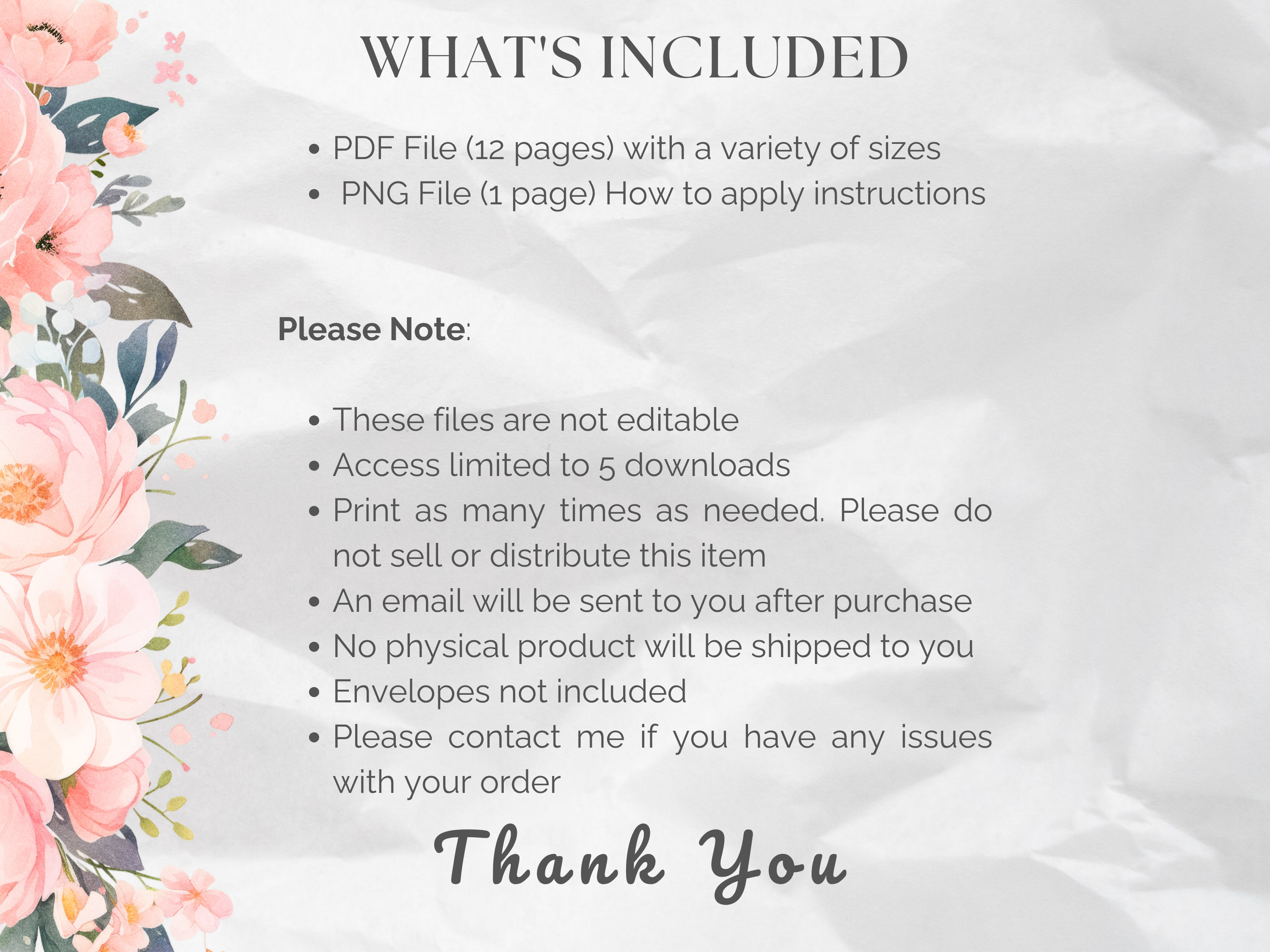 Pink Woodland Printable Envelope Liners 12 Sizes (Digital Download)