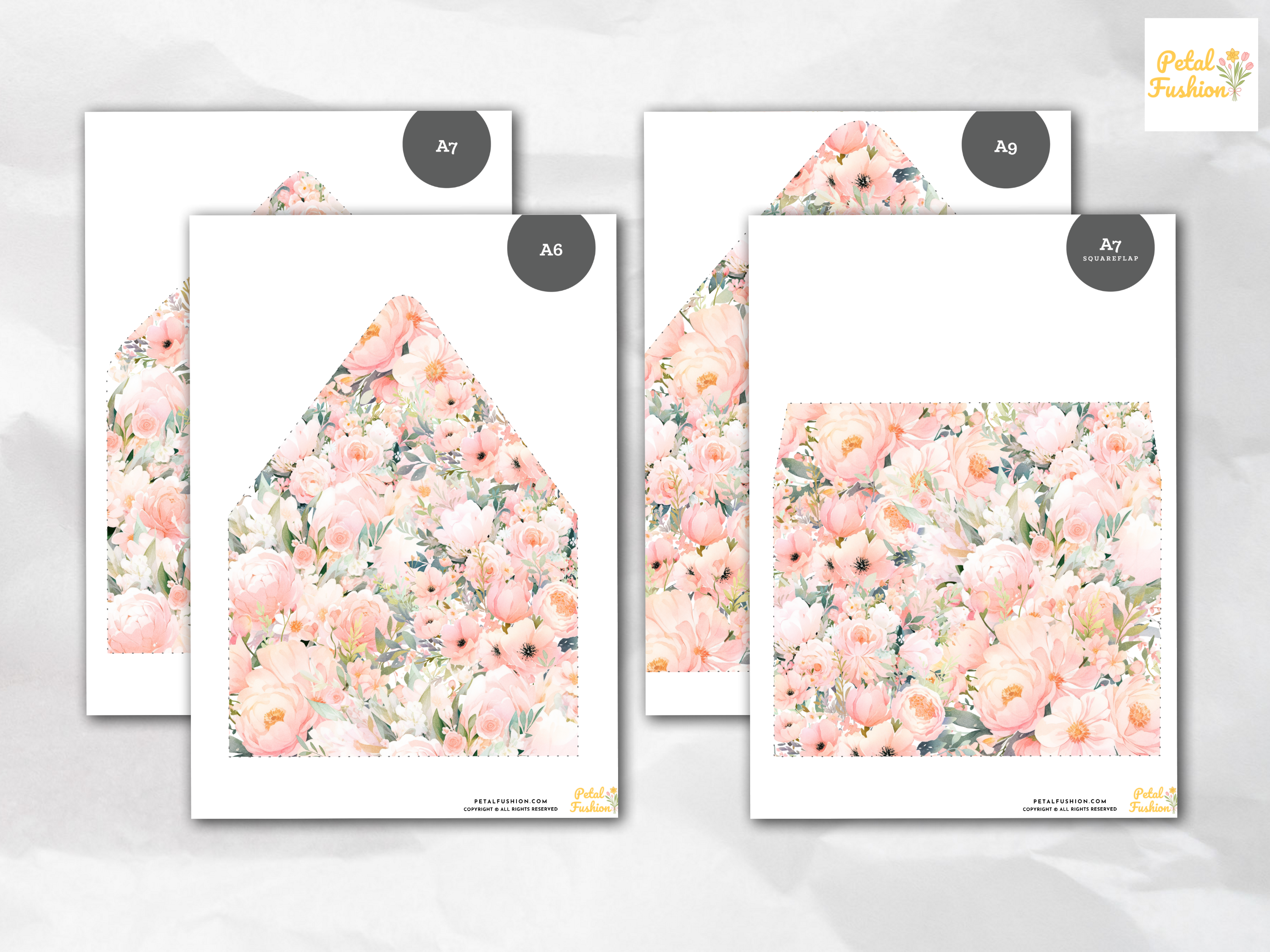 Pink Woodland Printable Envelope Liners 12 Sizes (Digital Download)
